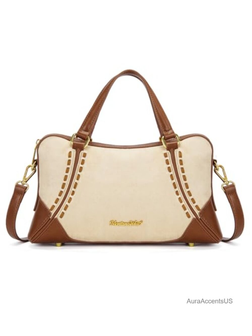 Faux Suede Satchel Crossbody Bag with Top Handle Adjustable Strap